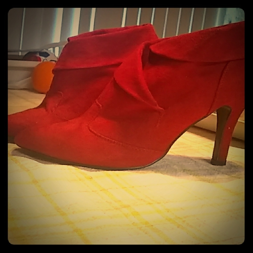 Red faux suade heels from charlotte russe